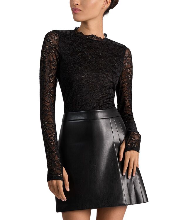 アリスアンドオリビア レディース トップス ワンピース Alice and Olivia Chara Mixed Media Dress Black ブラック