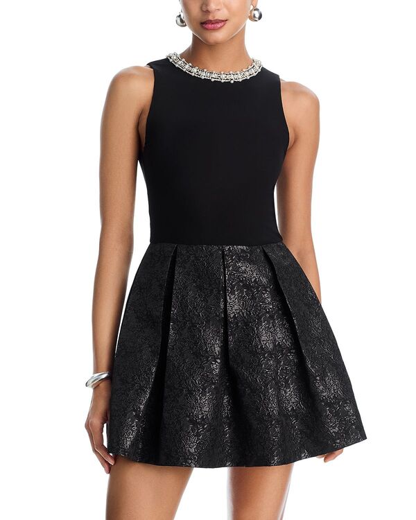 アリスアンドオリビア レディース トップス ワンピース ミニ Alice and Olivia Chara Embellished Mini Dress Black ブラック