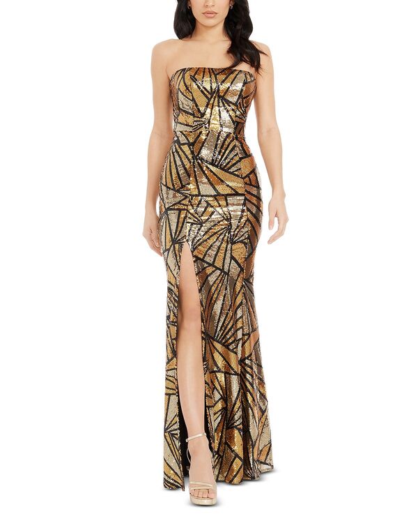 ドレスザポプレーション レディース トップス ワンピースパンコール Dress the Population Janelle Geometric Sequin Mermaid Gown Gold Multi ゴールド｜ReVida 店
