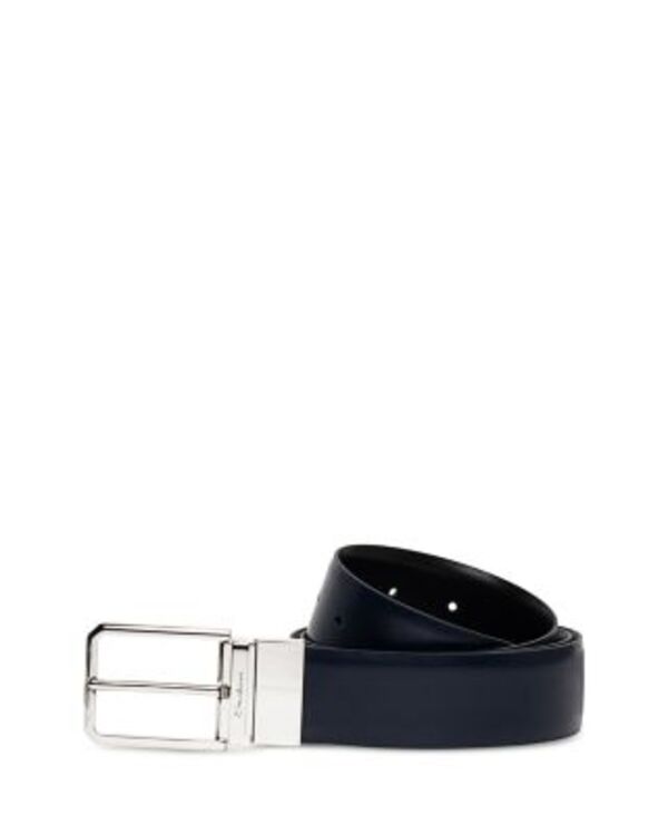 サントーニ メンズ 付属物 三尺帯 なめし革 Santoni Men\u0027s Reversibleather Belt Blue/Black 黒いこと