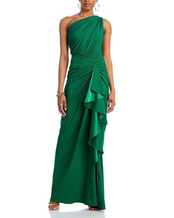 タダシショージ レディース トップス ワンピース ドレープ Tadashi Shoji Lena Waterfall Drape Gown Green グリーン｜ReVida 店