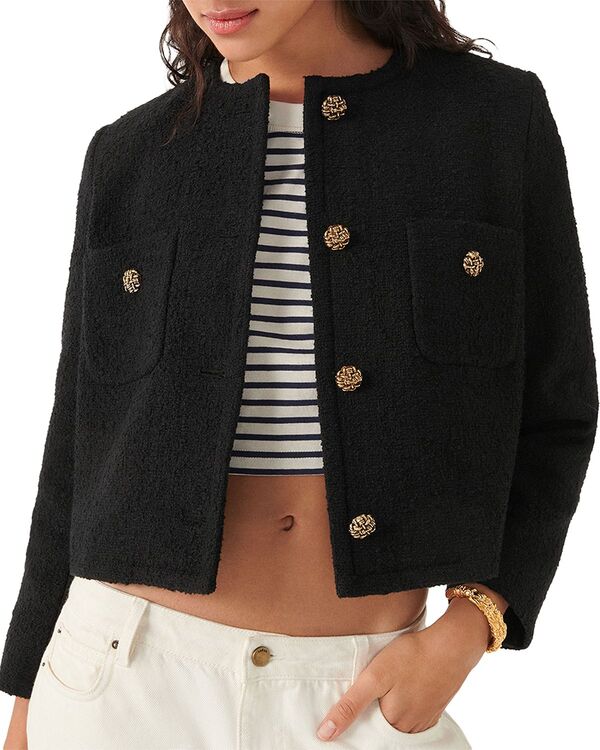バッシュ レディース アウター ジャケット・ブルゾン クロップド ba&sh Meredith Cropped Boxy Jacket Black ブラック
