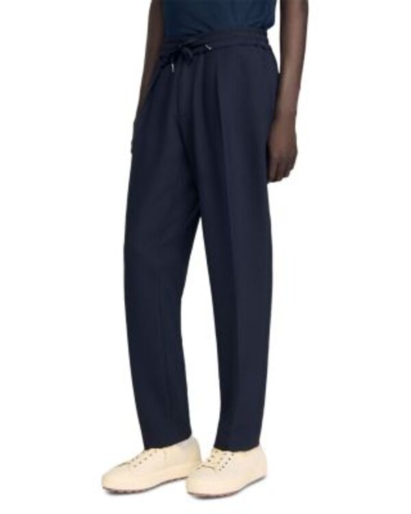 サンドロ メンズ ボトムス カジュアルパンツ ストレート Sandro Straight Leg Drawstring Trousers Navy Blue ネイビー｜ReVida 店