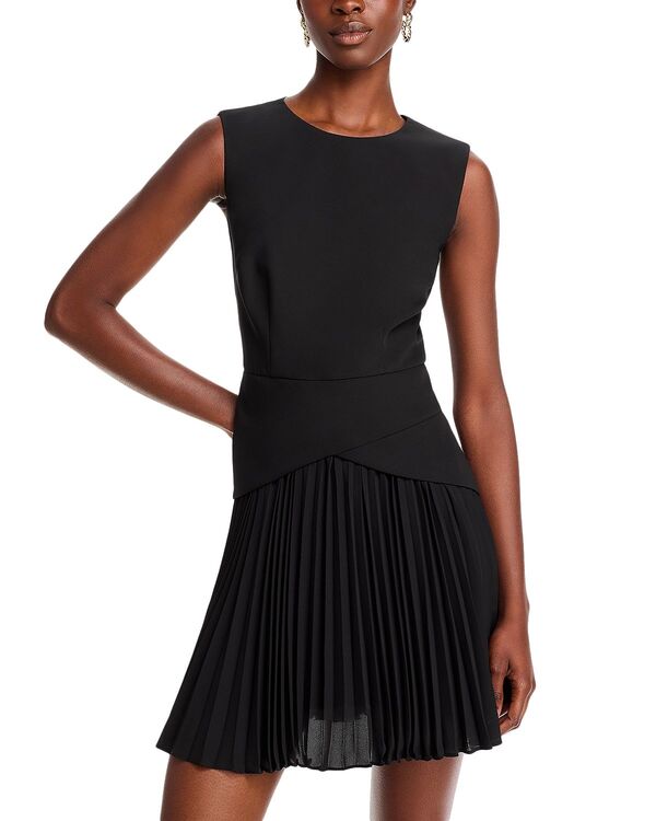 ミリー レディース トップス ワンピース プリーツ MILLY Haddy Mixed Media Pleatedress Black ブラック|ReVida 店