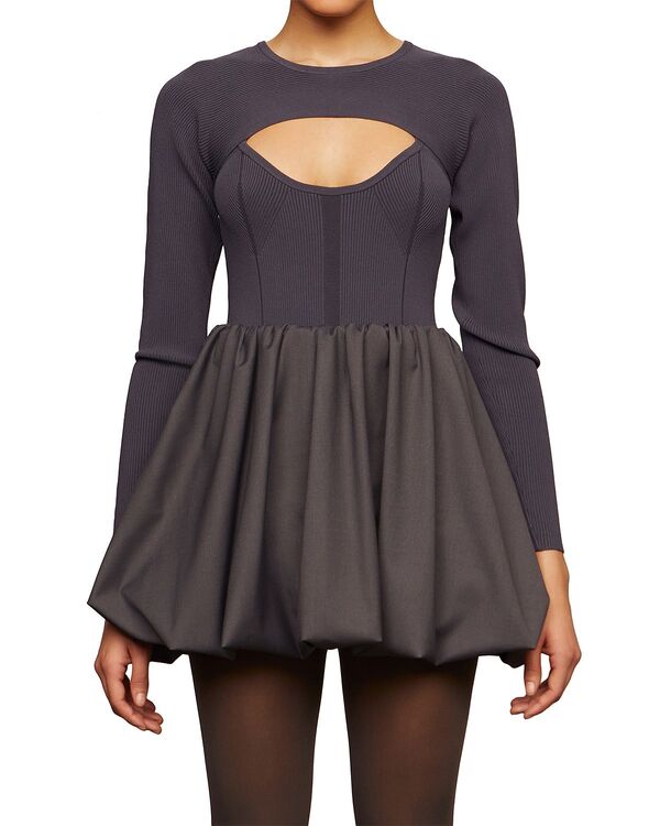 アムール レディース トップス ワンピース ミニット Amur Madelyn Knit Mini Dress Dark Suitable Grey グレー