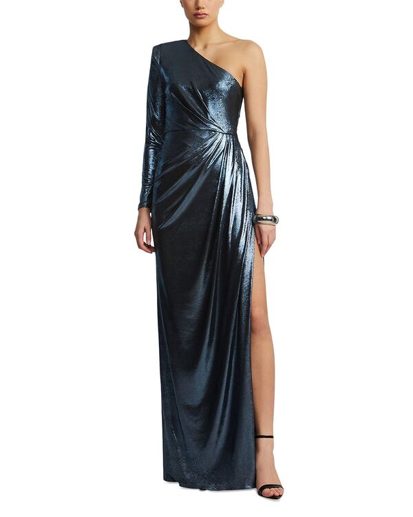 ビーシービージーマックスアズリア レディース トップス ワンピース BCBGMAXAZRIA Strong Shoulder Gown Metallic Blue ブルー