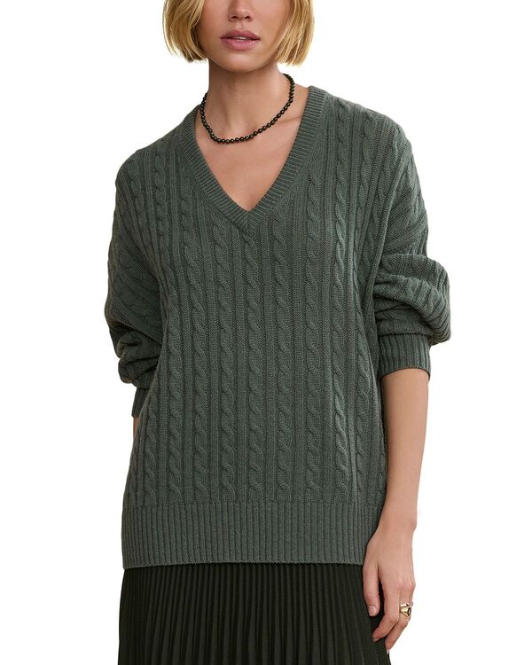 ジェニーケイン レディース アウター ニット・セーター Vネック ウール Jenni Kaynell V Neck Wool Cashmere Sweater Pine