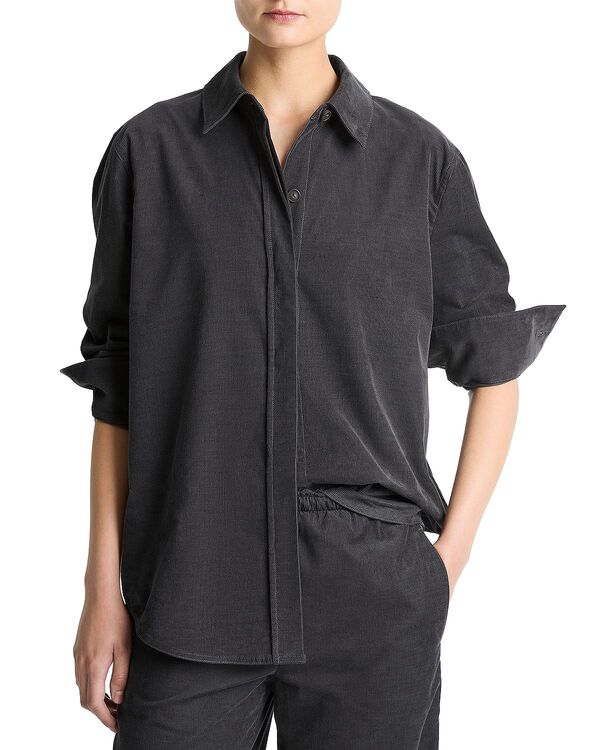 ヴィンス レディース トップス シャツ コーデュロイ Vince Oversized Corduroy Shirt Graphite グラファイト｜ReVida 店