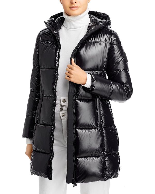 セ前日 ザ 家鴨 レディース アウター パーカー・スウェット 厚地の外套 Save The Duck Ines Hooded Puffer Coat Black 黒いこと