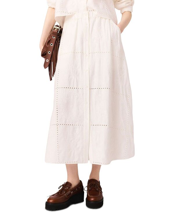 マージュ レディース ボトムスカート ミディ 刺繍 Majembroidered Midi Skirt - Exclusive White ホワイト