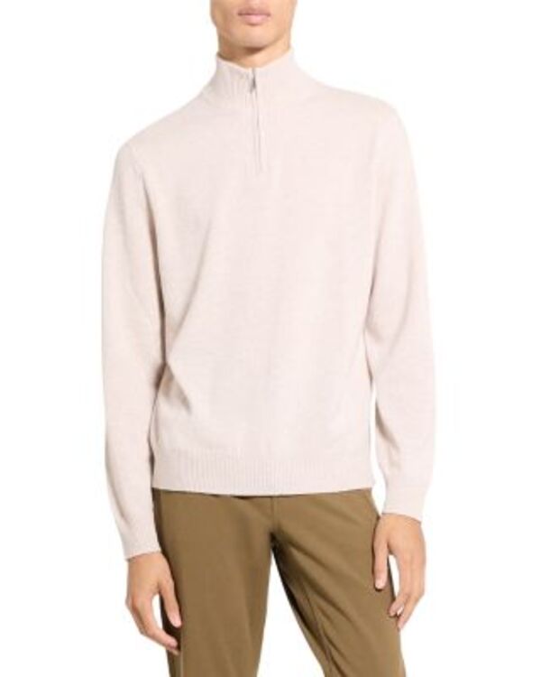 セオリー メンズ アウター ニット・セーター ハーフジップ Theory Hilles Cashmere Quarter Zip Sweater Alabaster Melange 42,770円