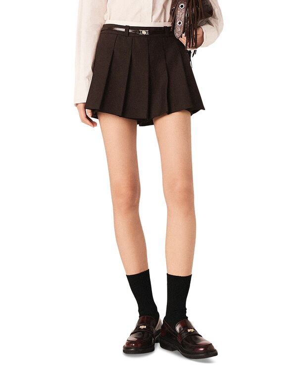 マージュ レディース ボトムスカート Maje Clover Belted Skort Brown ブラウン