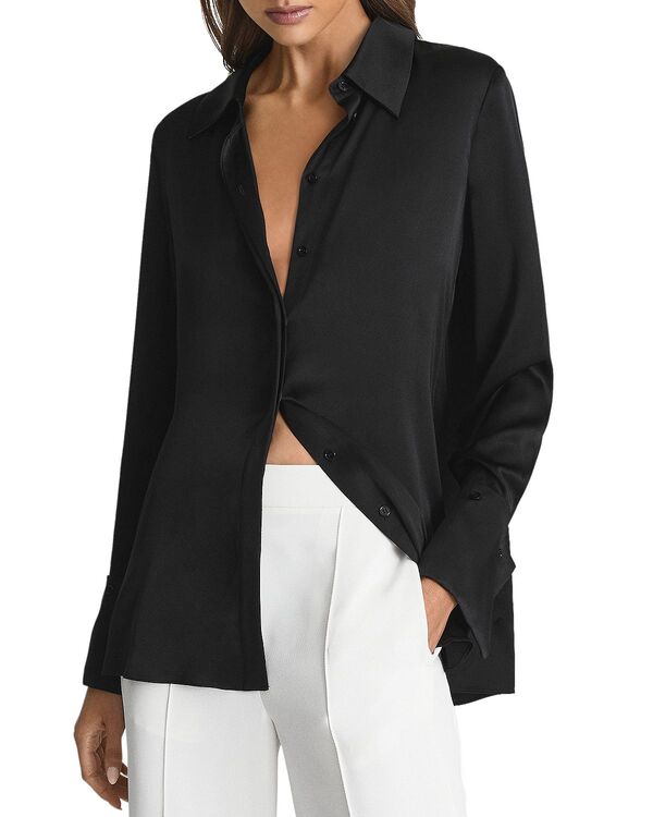 レイス レディース トップス シャツ シルク REISS Hailey Silk Shirt Black ブラック|ReVida 店