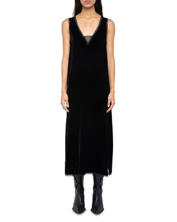 ザディグ エ ヴォルテール レディース トップス ワンピース ベルベット Zadig & Voltairenzo Velvet Dress Black ブラック