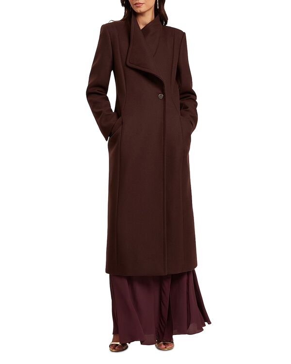 テッドベーカー レディース アウター 厚地の外套 羊毛 Ted Baker Mindee Wool Blend Coat Dark Brown 赤銅色