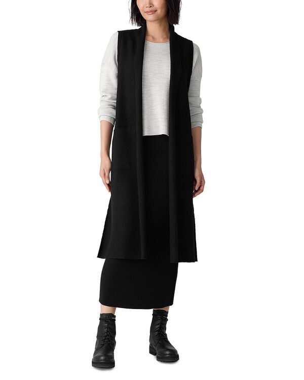 エイリーンフィッシャー レディース アウター ベスト Eileen Fisher Open Front Vest Black ブラック
