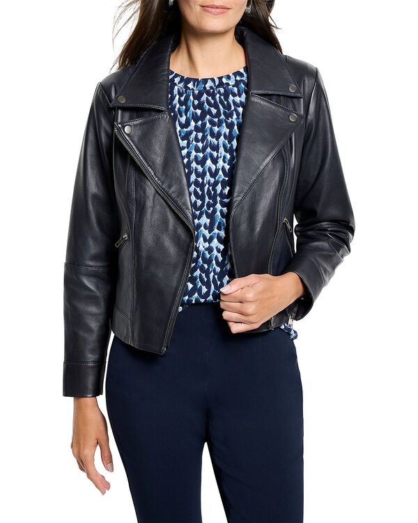 ニックプラスゾーイ レディース アウター ジャケット・ブルゾン レザー NIC+ZOE Leather Biker Jacket Navy ネイビー