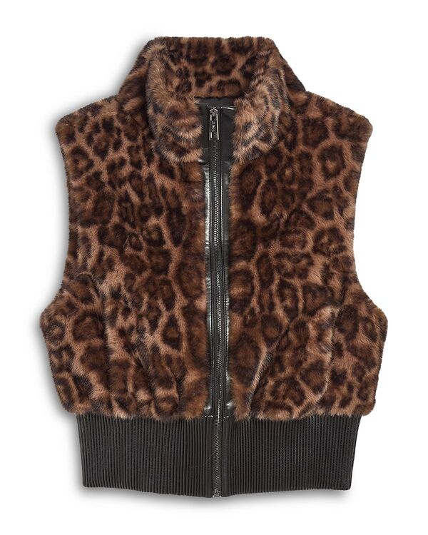 ジョセリン レディース アウター ベスト Jocelyn Faux Fur Bomber Vest Brown Multi ブラウン