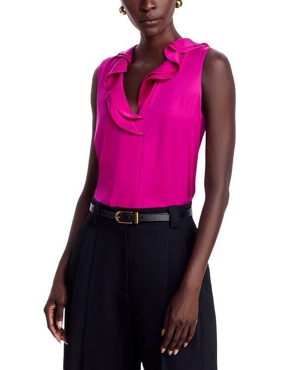 コビーハルペリン レディース トップス シャツ フリル シルク ブラウス Kobi Halperin Kali Silk Blend Ruffle Collar Blouse Fuchsia フューシャ｜ReVida 店