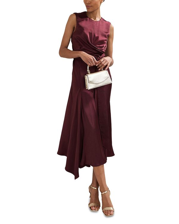 フェイズ・エイト レディース トップス ワンピース ドレープ サテン Phaseight Draped Satin Dress Burgundy バーガンディ