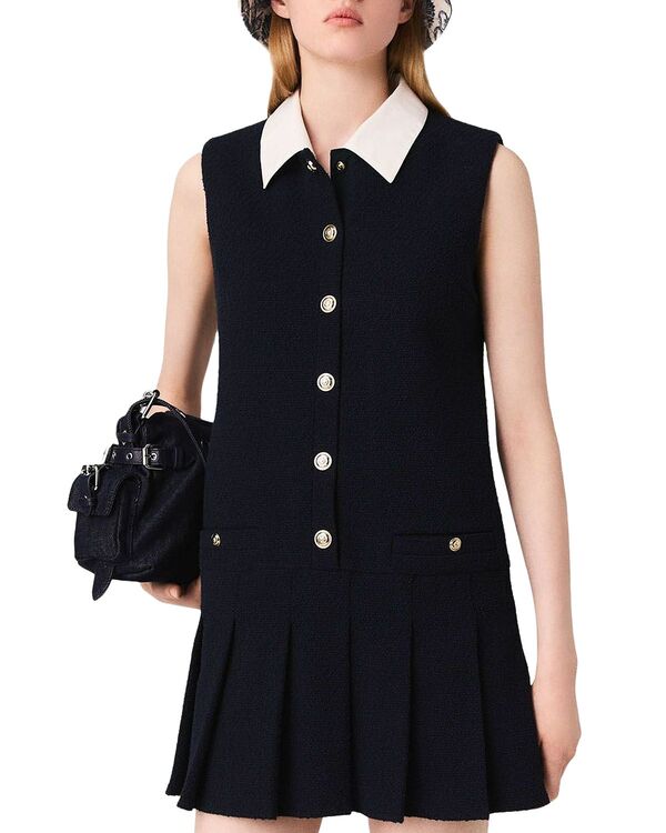 マージュ レディース トップス ワンピース ミニ ツイード Maje Tweed Mini Dress Navy ネイビー