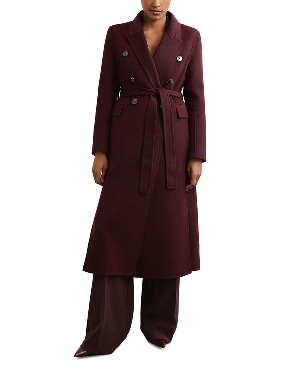 レイス レディース アウター コート ウール REISS Brogan Wool-Blendouble Breasted Blindseam Coat Burgundy バーガンディ|ReVida 店
