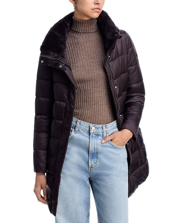 セイブ ザ ダック レディース アウター コート Save The Duck Dalea Faux Fur Trim Puffer Coat Brown Black ブラック