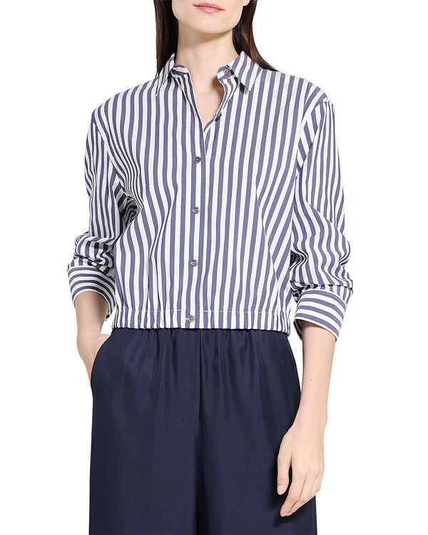 セオリー レディース トップス シャツ Theory Crop Button Front Shirt Blue Multi ブルー|ReVida 店