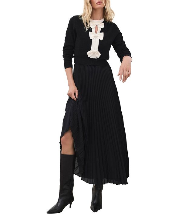 ミルトンベルベット レディース トップス ワンピース ニット マキシ Mint Velvet Women's Bow Detail Knit Maxi Dress Black ブラック