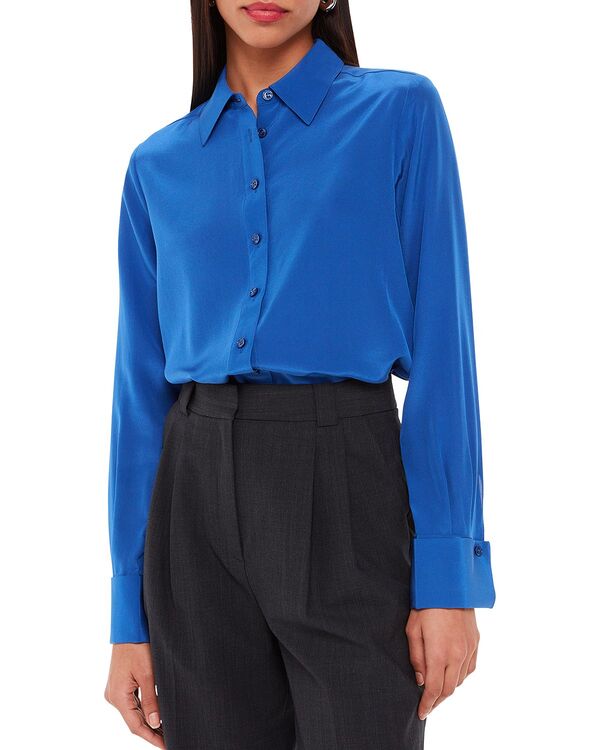 ホイッスルズ レディース トップス シャツ シルク Whistles Ultimate Silk Shirt Blue ブルー｜ReVida 店