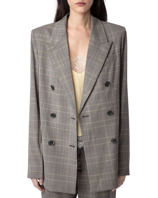 ザディグ エ ヴォルテール レディース アウター ジャケット・ブルゾン ブレザー Zadig & Voltaire Vaena Plaid Oversized Blazer Gris チェック 50,280円