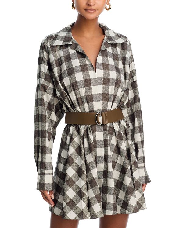 ノーマカマリ レディース トップス ワンピース ミニ シャツ Norma Kamali Super Oversized BF NK Shirt Mini Dress Bark Box Plaid チェック 36,270円