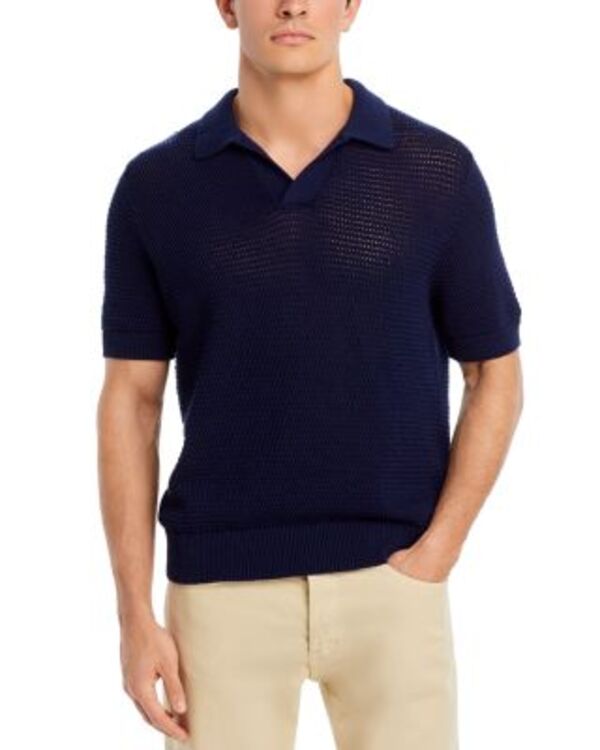 フレーム メンズ アウター ニット・セーター ポロシャツ メッシュ FRAMEshort Sleeve Open Collar Polo Sweater Navy ネイビー