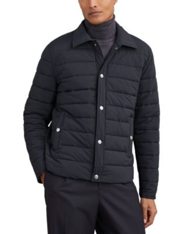 レイス メンズ アウター ジャケット・ブルゾン REISS Harrison Long Sleeved Presstud Hybrid Jacket Navy ネイビー