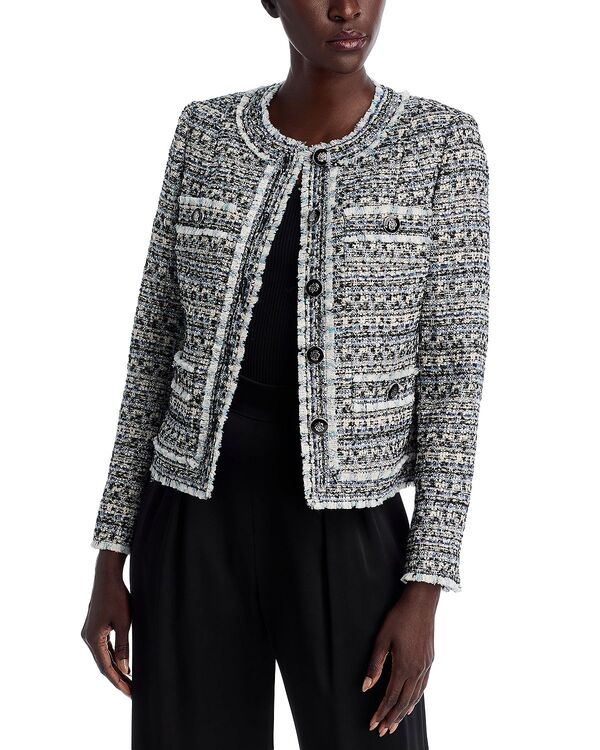 エリータハリ レディース アウター ジャケット・ブルゾン ツイード Elie Tahari The Dakota Tweed Jacket Castle Blue ブルー