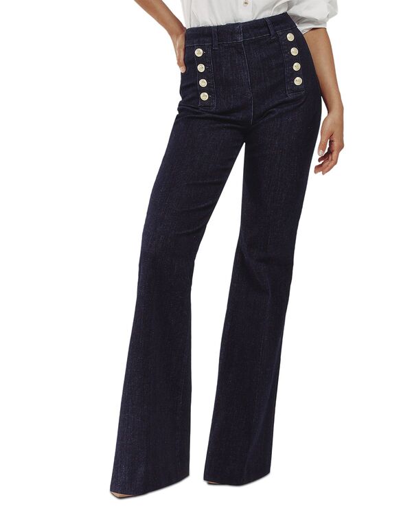 レイス レディース ボトムス デニムパンツ フレア ジーンズ REISS Athena High Rise Flare Leg Jeans In Dark Blue ブルー｜ReVida 店