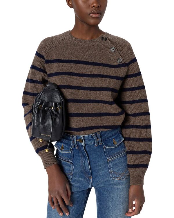 ジェラルド・ダレル レディース アウター ニット・セーター クルーネック ウール Gerardarel Edith Striped Wool Crewneck Sweater Camel キャメル
