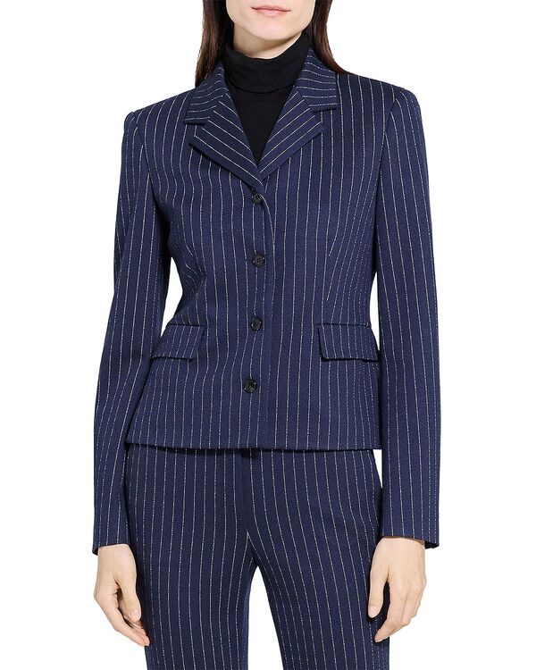 行動論理 レディース アウター 上衣・上衣 Theory Fitted Pinstripe Jacket Navy Multi 米国海軍