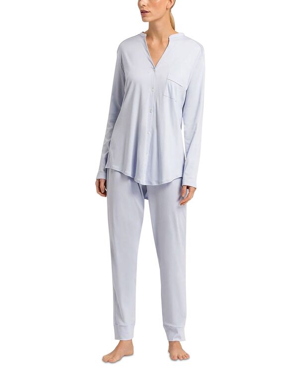ハンロ レディース アンダー御召しもの ナイト爵御召しもの Hanro Puressence Pajama Set Blue Glow 青碧