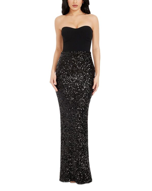 ドレスザポプレーション レディース トップス ワンピースパンコール Dress the Population Vada Sequin Sweetheart Gown Black ブラック