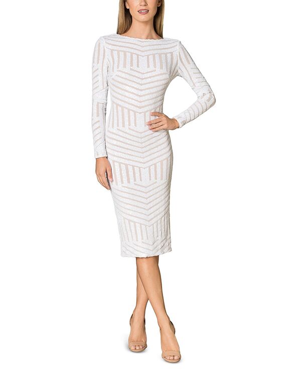 ドレスザポプレーション レディース トップス ワンピースパンコール Dress the Population Emery Sequined Scoop Back Dress White ホワイト 47,880円