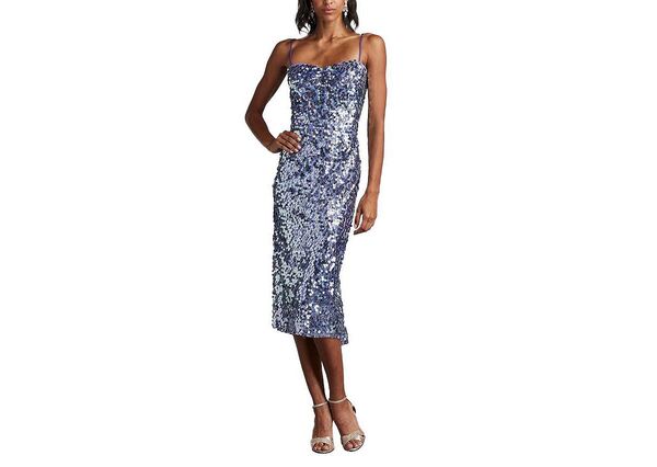 タダシショージ レディース トップス ワンピース ミディ スパンコール Tadashi Shoji Mikala Sequin Corset Back Midi Dress Purple パープル