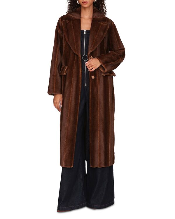 アヴェックレフィーユ レディース アウター コート マキシ Avec Les Filles Faux Mink Fur Maxi Coat Brown Mink ブラウン|ReVida 店