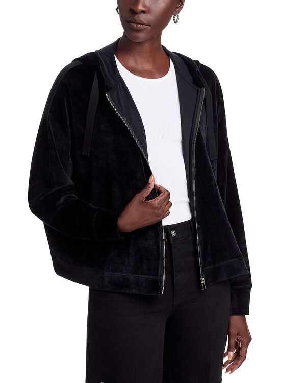 マジェスティック レディース アウター パーカー・スウェット Majestic Filatures Velour Zip Front Hoodie Noir|ReVida 店