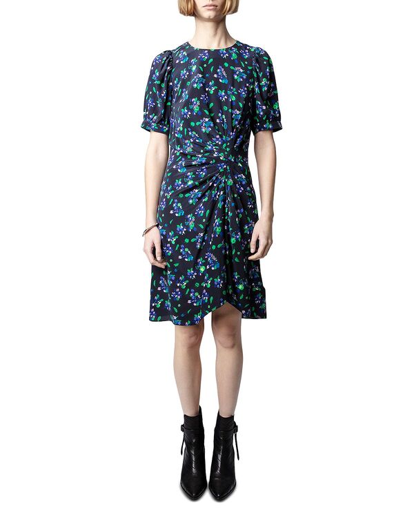 ザディグ エ ヴォルテール レディース トップス ワンピース フラワー柄 プリント シルク フラワー Zadig & Voltaire Rixe Bianca Silk Floral Print Dress Noir