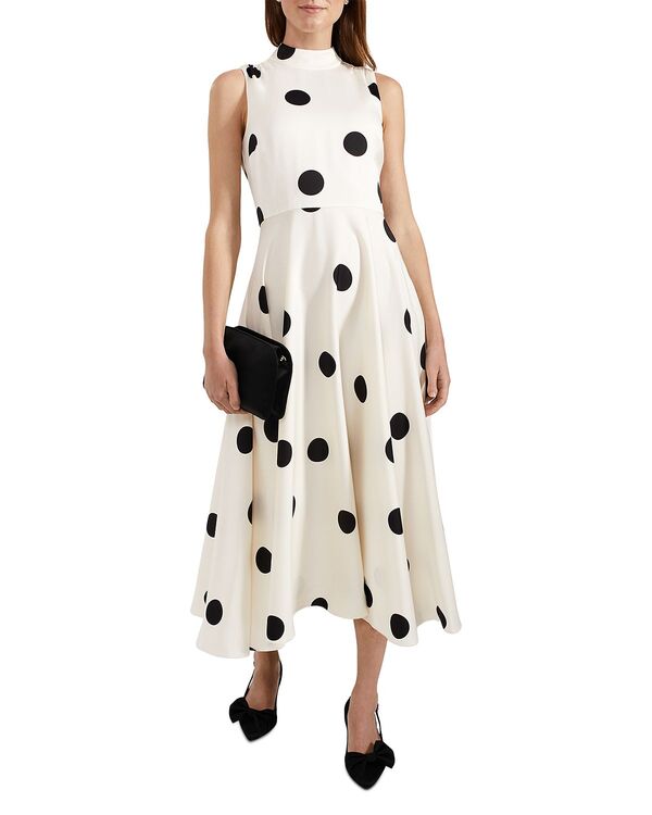 ホッブスロンドン レディース トップス ワンピース ドット柄 ドット ノースリーブ HOBBS LONDON Mia Polka Dot Sleeveless Dress Cream Black クリーム