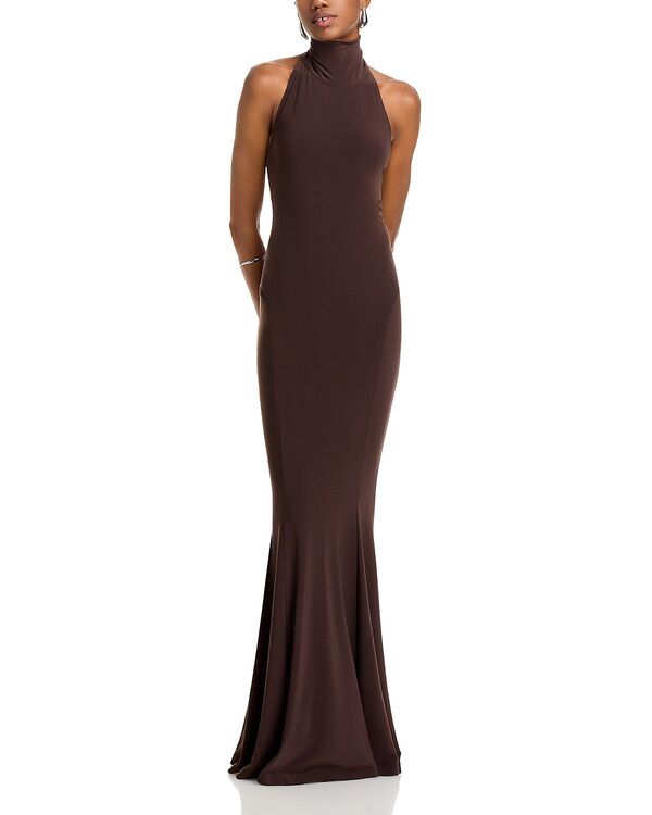 ノーマカマリ レディース トップス ワンピース タートルネック ホルター Norma Kamali Turtleneck Halter Gown Chocolate チョコレート