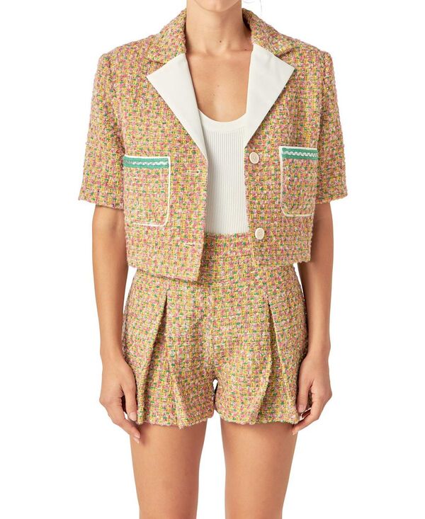 イングリッシュファクトリー レディース アウター ジャケット・ブルゾン クロップド English Factory Women's Boucle Cropped Jacket with Trimulticolor マルチカラー|ReVida 店