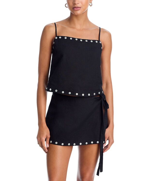スタウド レディース トップス シャツ STAUD Kirra Button Trim Top Black ブラック｜ReVida 店