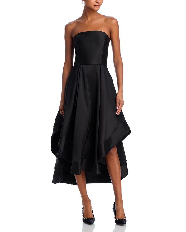 アクア レディース アンダーお召しもの ナイト爵お召しもの MIDI ストラップレス AQUA Mikado Strapless Midi Gown - Exclusive Black 黒いこと